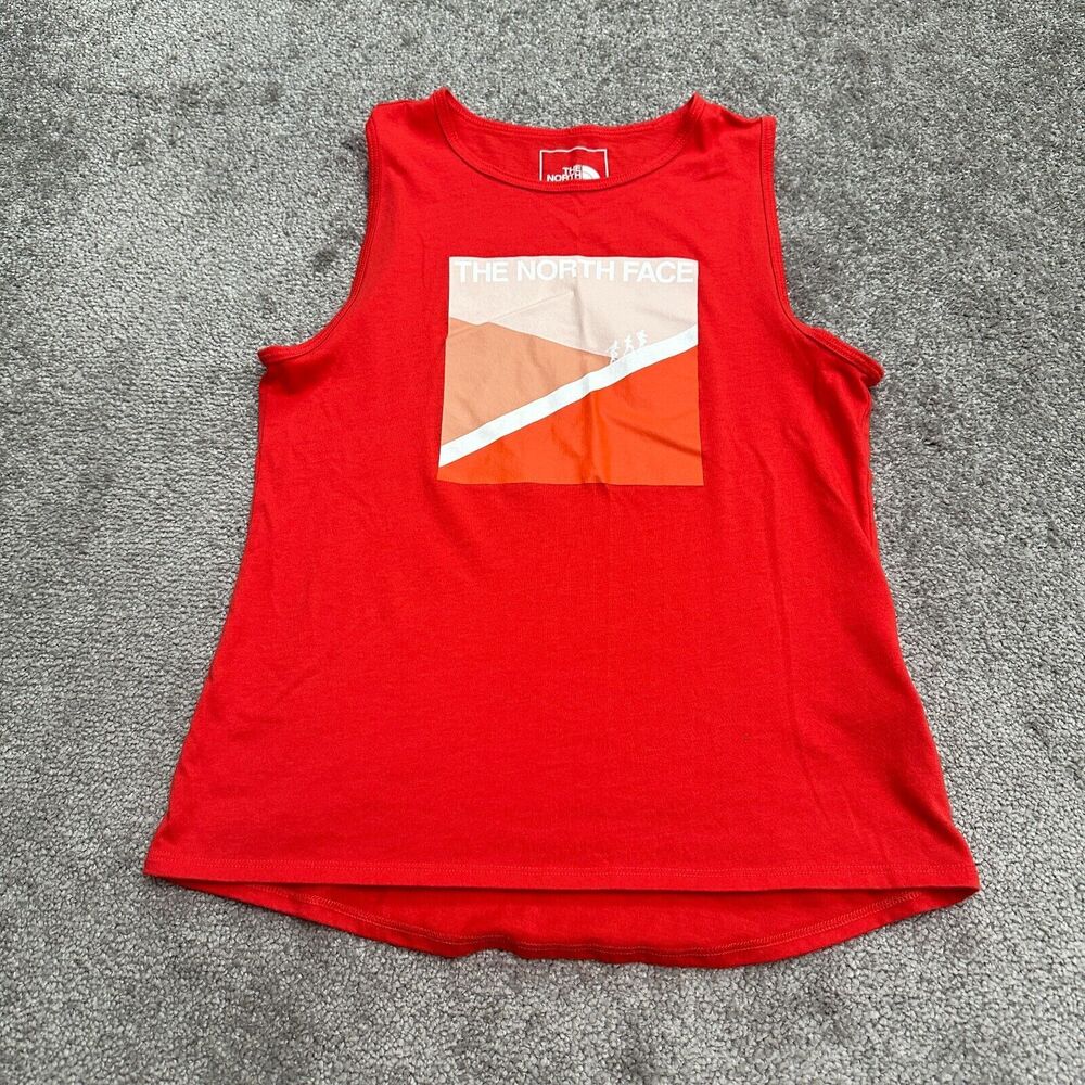 The North Face Active Tank Top Women XS Red Graphic Round Neck Muscle Tee Casual